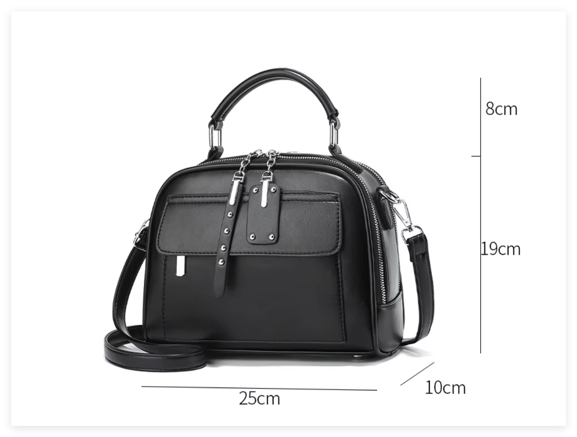 High end ladies' handbag multi-layer large capacity commuting bag(Black)
