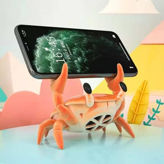 3-in-1 Cute Crab Phone Holder & Wireless Bluetooth Speaker (Model: VO-F8) – 5W Sound, Desktop Organizer & Hands-Free Stand