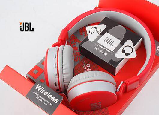 JBL 881A Wireless Bluetooth Headphone – Over-Ear Stereo Headset with Deep Bass, TF Card, FM Radio, AUX, Built-in Mic & Comfortable Cushion Design
