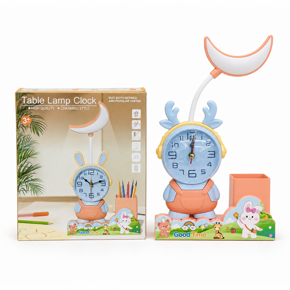 3 in 1 Table Lamp with Analog Clock & Pen Holder
