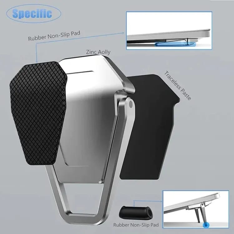 Mini Metal Foldable Laptop Stand (1 Pair) – Ergonomic Mini Desk Foot Riser, Non-Slip Silicone Support, Heat Dissipation & Portable Mount Holder for MacBook, Air, Pro, Lenovo & All Notebooks