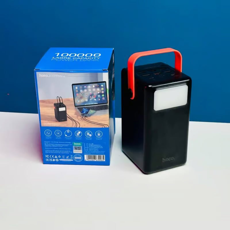 HOCO J142 100,000mAh Power Bank – 22.5W & PD 20W Fast Charging Portable Power Station with Built-in LED Desk Lamp & Multi-Port Outputs
