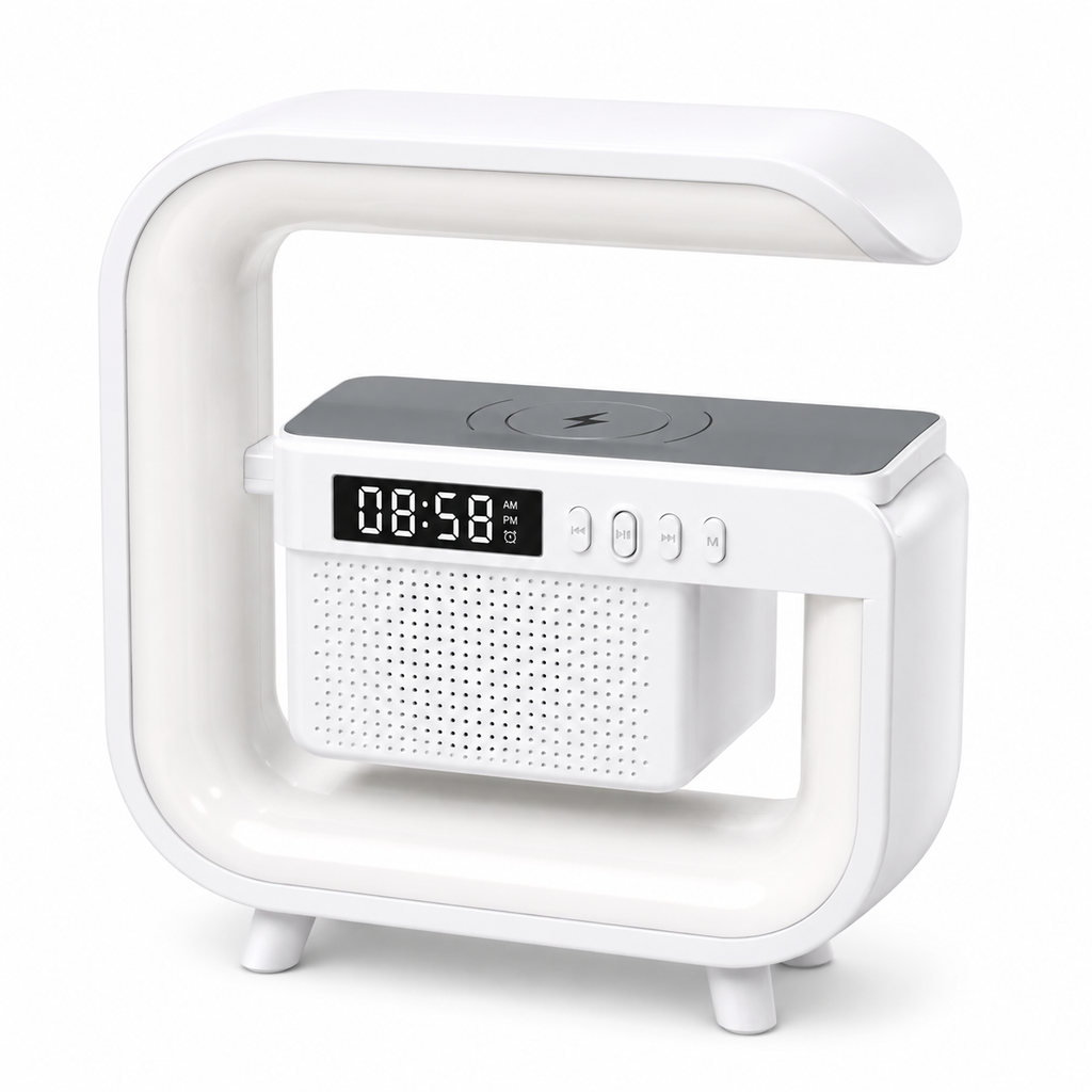 G3 Mini Smart Light Bluetooth Speaker – Multifunctional RGB Night Light with Wireless Charger, Digital Alarm Clock, Sunrise Simulation & Natural Sleep Sound Machine