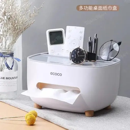 ECOCO Multifunctional Large Tissue Box & Storage Holder – Cute Desktop Napkin Dispenser with Phone Stand for Home, Office & Car
