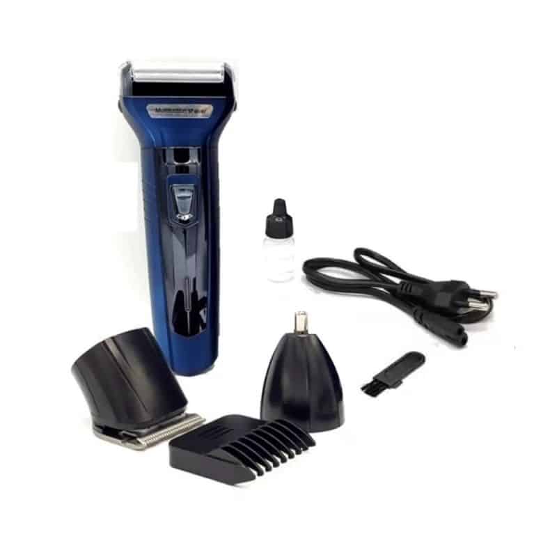 Kemei KM-6330 3-in-1 Rechargeable Hair Trimmer, Electric Shaver & Nose Clipper Grooming Kit – Universal Voltage, 60-Min Runtime & 4 Guide Combs