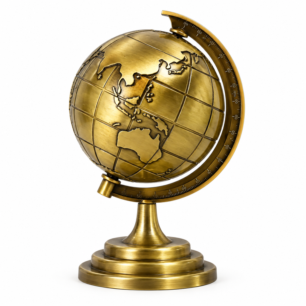 3D Rotating World Map Globe & Metal Eiffel Tower Showpiece Combo Set – Bronze & Gold Wash Finish, Elegant Tabletop Home & Office Decor, Luxury Travel Gift & Photoshoot Prop