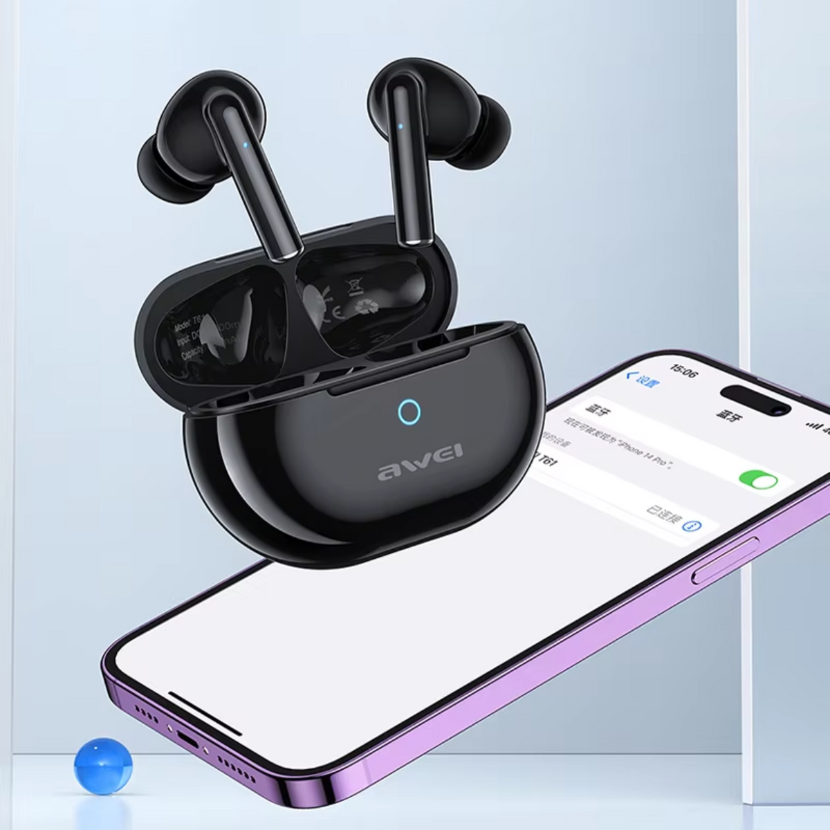 Awei T61 True Wireless Bluetooth 5.3 Earbuds – Dual ENC Mic Noise Cancellation (>35dB), 13mm Drivers, 6H Playtime, Touch Control & Low Latency Stereo Sound