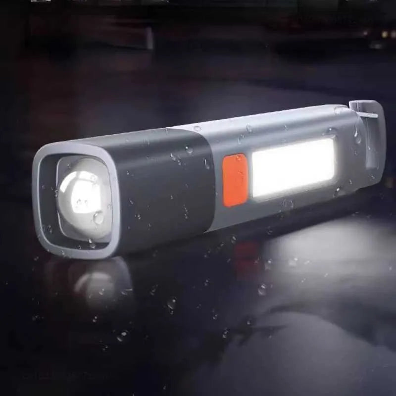 High Power LED Portable COB Zoomable Flashlight – USB Rechargeable Waterproof Mini Torch with Multi-Bright Modes, Backup Battery & Adjustable Focus for Outdoor & Emergency