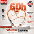 ZT Plus HDL-717 Wireless Neckband Earphone – Bluetooth 5.3 Headset with 60H Battery Life, 2.5H Fast Charging & Magnetic Metal Earbuds