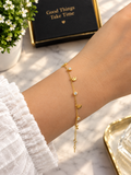 Anti-tarnish Golden Crescent Moon, Star, and Crystal Charm Bracelet