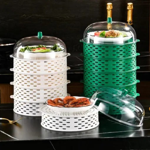 5-Layer Stackable Food Cover & Kitchen Shelf – Hollow Anti-Insect, Anti-Fly Dust-Proof Dining Table Food Storage Organizer (BPA-Free)