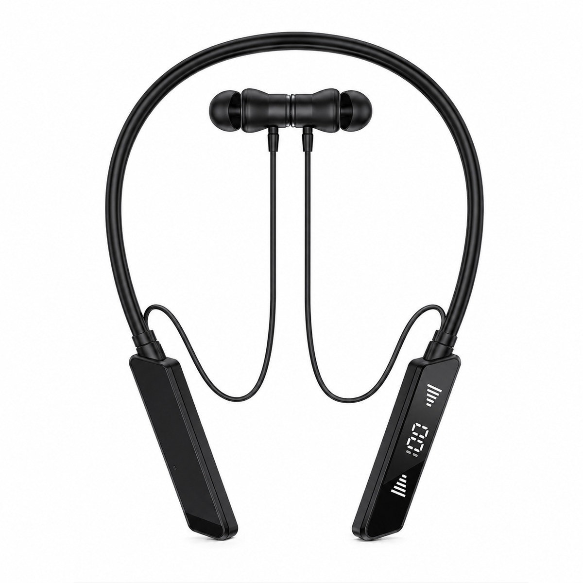 Cavix-001 Wireless Neckband Earphone – Bluetooth V5.4 In-Ear Headset with 400H Long Battery Life, ENC Noise Reduction, LED Digital Display & Voice Change Feature