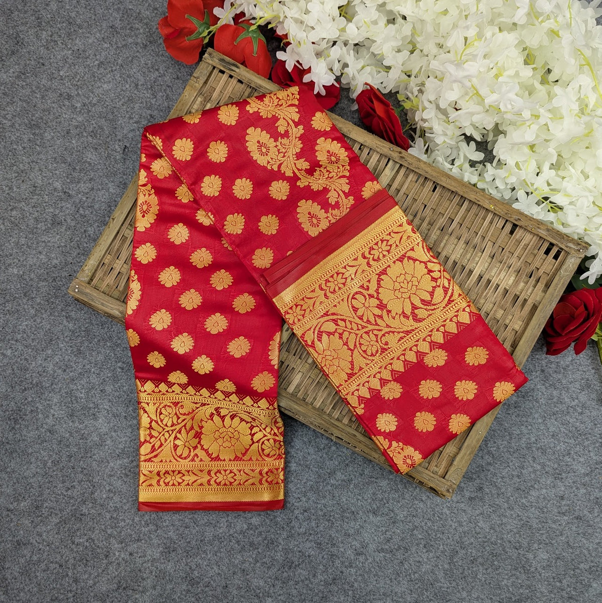 Premium Silk Katan Saree (Ocean Green, Sky Blue, Purple, Red, Green)