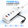 5-in-1 Multi-Functional Rack Charger 66W – Desktop Fast Charging Station with 2PD, 2USB Ports & Built-in Type-C Cable