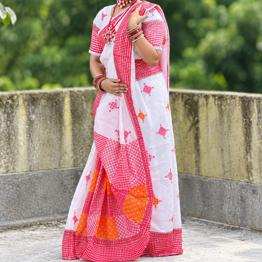 Special Puja Collection: Viral Gamcha-Print Saree