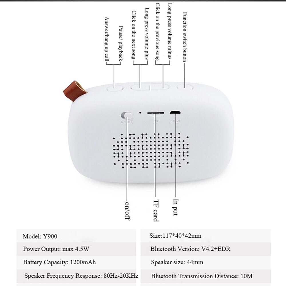 Awei Y900 Mini Portable Wireless Bluetooth Speaker – 4.5W Output, Bluetooth 4.2, Hands-Free Calling, TF Card Support & 1200mAh Battery (6 Months Warranty)