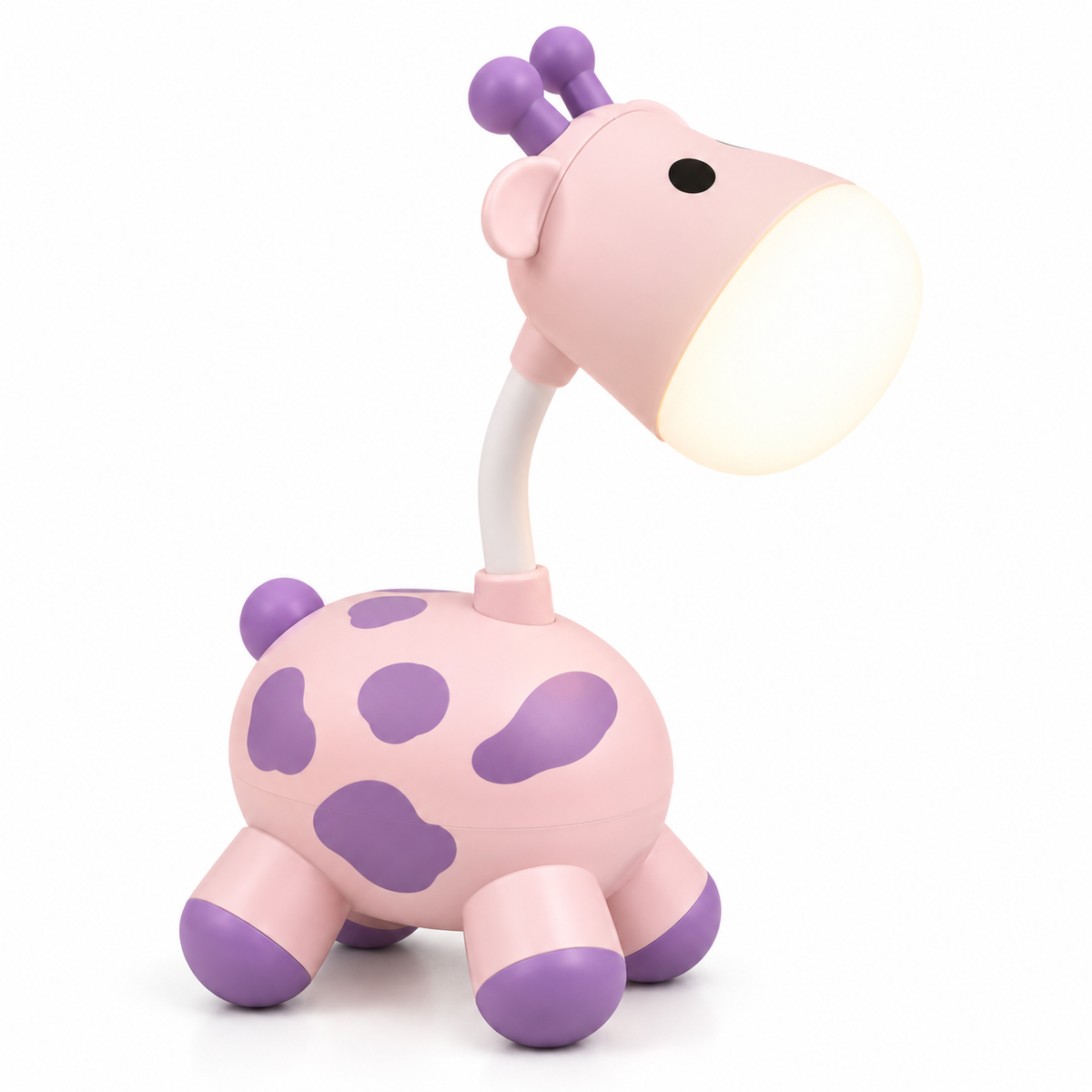 Cute Giraffe Night Light & Desk Lamp – Flexible Gooseneck Rechargeable LED Reading Lamp with Micro-USB Charging for Kids Room & Bedside Decor