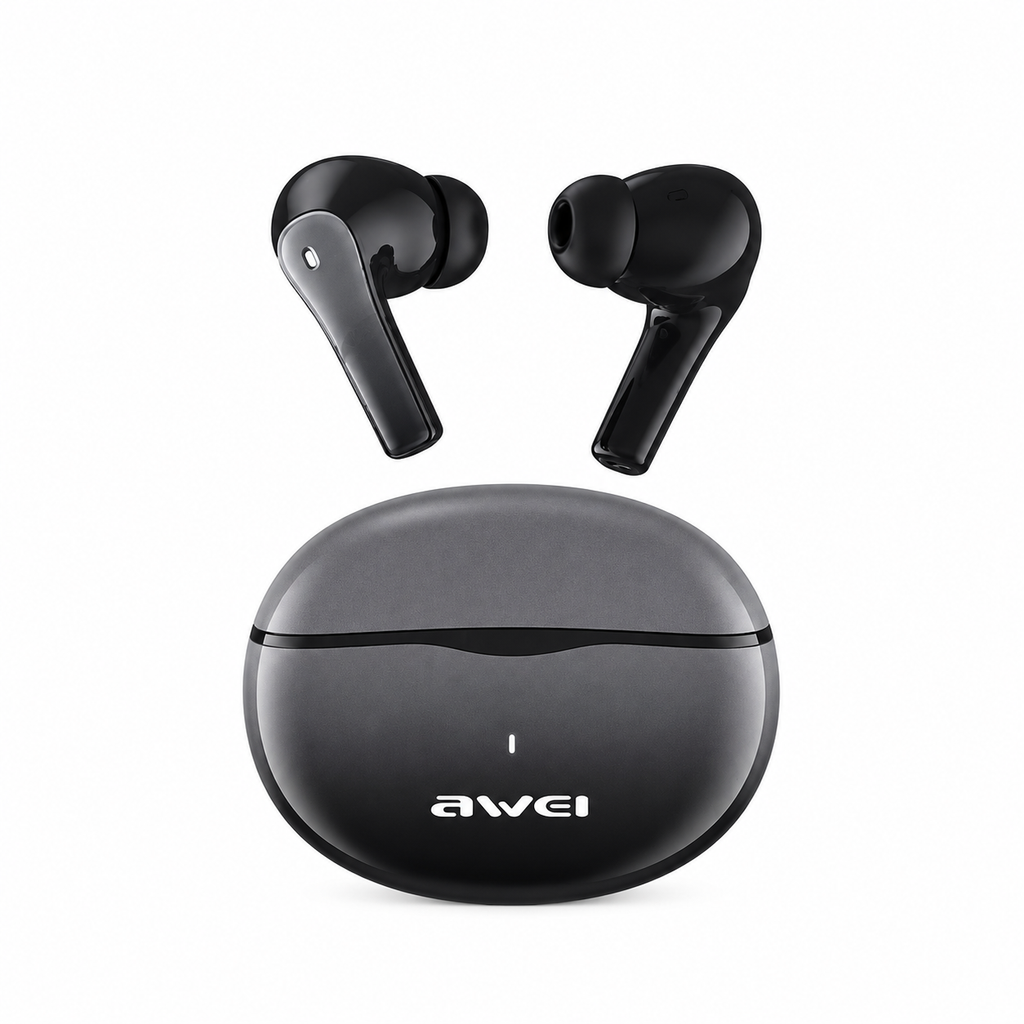 Awei T62 True Wireless Earbuds – Bluetooth 5.3 TWS with 4-Mic ENC Noise Cancelling, 10mm Drivers, IPX5 Waterproof & 300mAh Case