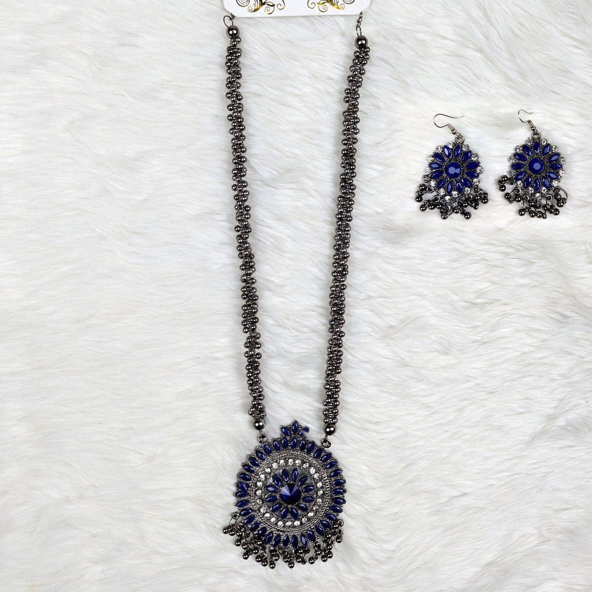Antique Oxidized Necklace & Earrings Set – (Multiple Colors Available)