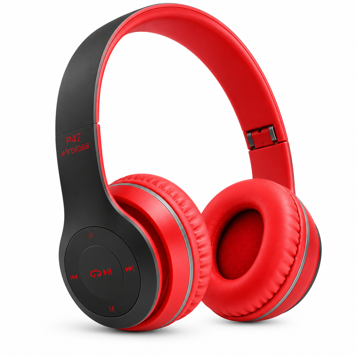 P47 Wireless Bluetooth Stereo Headphone – 40mm Driver Units, Dual Wired & Wireless Modes, Built-in FM Radio, TF Card Slot, 6H Playtime & Universal Compatibility for Gaming & Sports