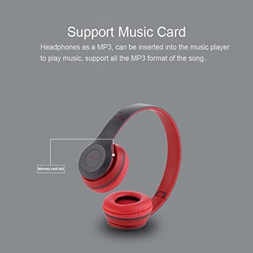 P47 Wireless Bluetooth Stereo Headphone – 40mm Driver Units, Dual Wired & Wireless Modes, Built-in FM Radio, TF Card Slot, 6H Playtime & Universal Compatibility for Gaming & Sports
