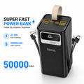 Hoco MMJ-12 50000mAh Fast Charging Power Bank – 22.5W PD/QC Portable Charger with Triple Outputs, LED Digital Display & Multi-Protection Safety