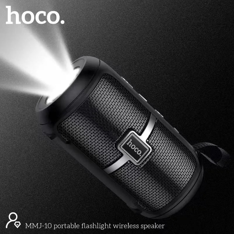 Hoco MMJ10 Portable Flashlight Wireless Bluetooth Speaker – Built-in LED Torch, 1200mAh Battery, TF, USB & FM Radio Support