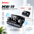 Jmary MW-19 Dual Wireless Lavalier Microphone – 2.4GHz Clip-On Mic with Smart Charging Case, Digital Display, Noise Cancellation & Mute Mode for Vlogging & Interviews