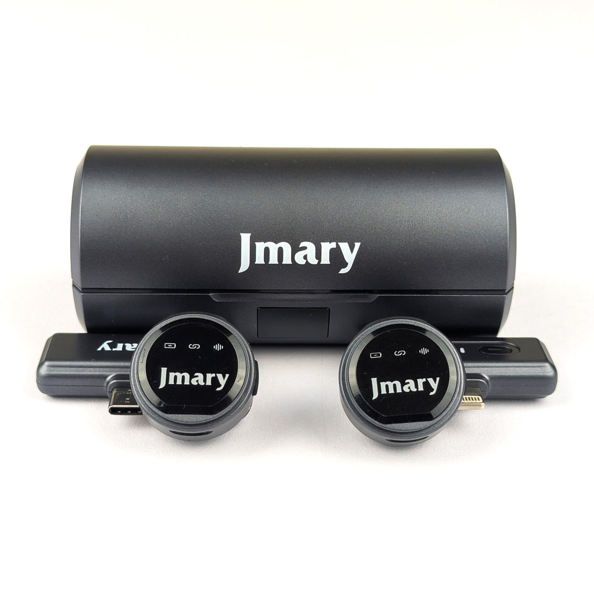 Jmary MW-19 Dual Wireless Lavalier Microphone – 2.4GHz Clip-On Mic with Smart Charging Case, Digital Display, Noise Cancellation & Mute Mode for Vlogging & Interviews
