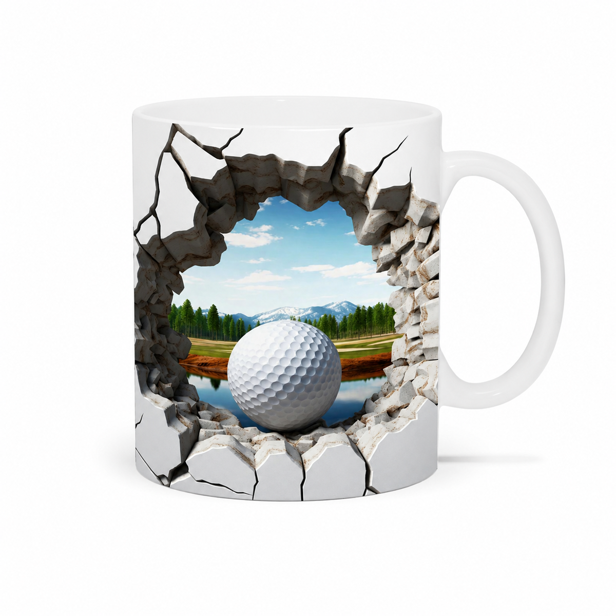 Golf Ball Sports Ceramic Mug – Premium Wraparound Design Coffee Mug with Golf Course Print, Microwave & Dishwasher Safe