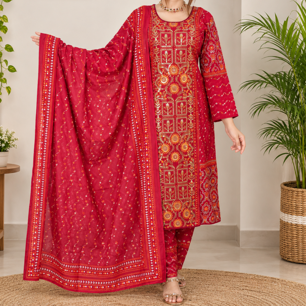 Premium ready-made three-piece collection with a smart and regal look.