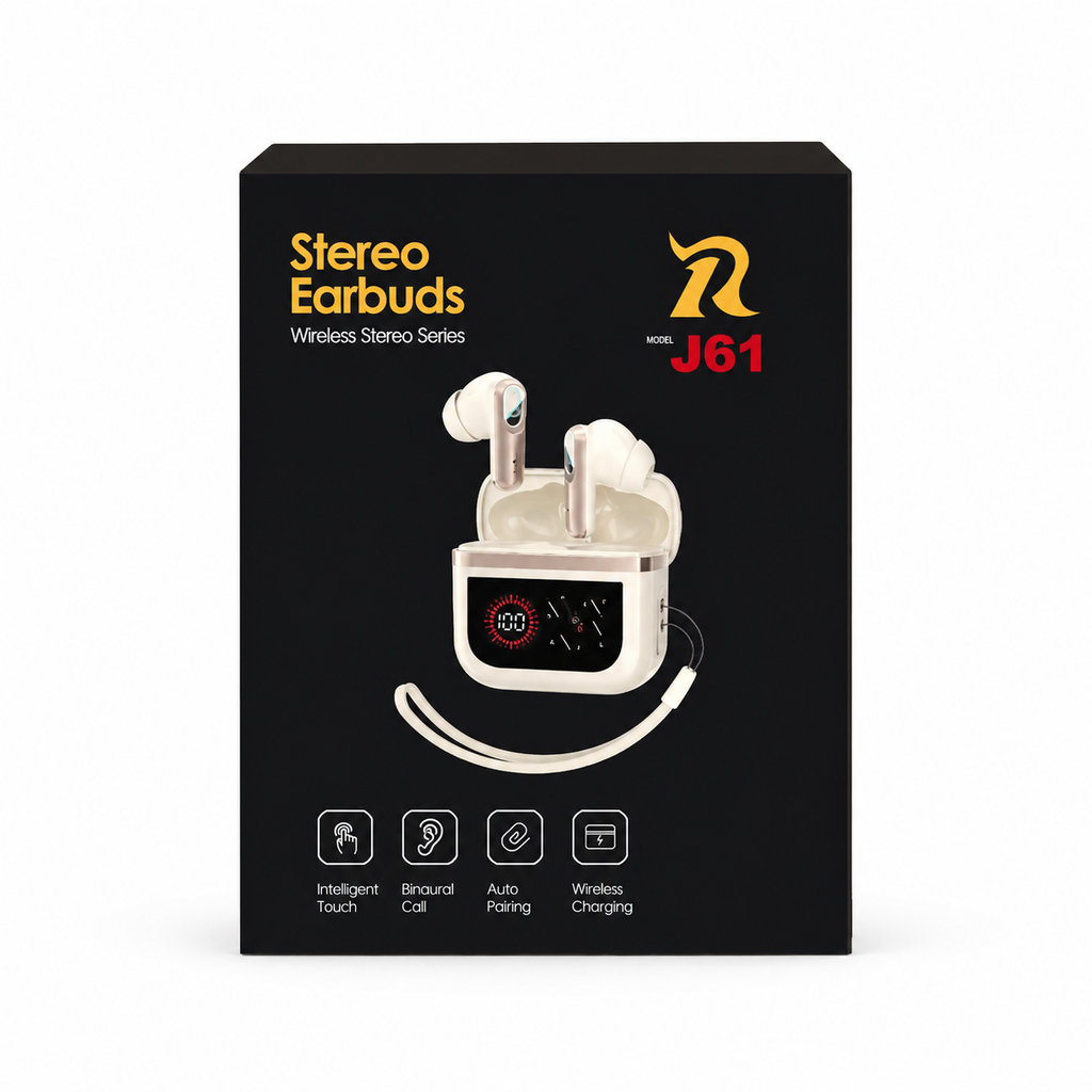 J61 True Wireless Earbuds – Low Latency Gaming TWS with Digital LED Battery Display, Smart Touch Control, Binaural HD Calling & Lanyard Case