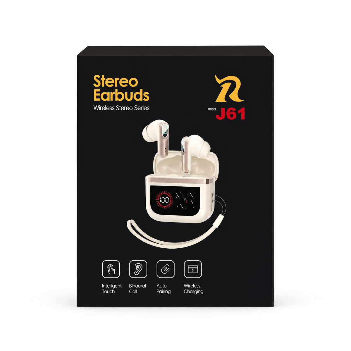 J61 True Wireless Earbuds – Low Latency Gaming TWS with Digital LED Battery Display, Smart Touch Control, Binaural HD Calling & Lanyard Case