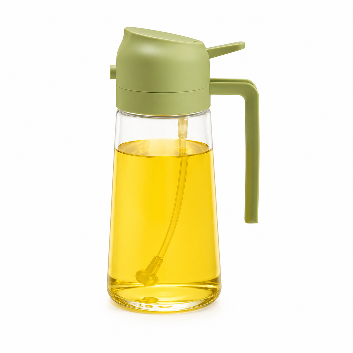 2-in-1 Sprayable & Pourable Oil Bottle – Dual-Function Glass Oil Dispenser with Leakproof Design & Large Mouth for Kitchen Cooking (450ml/600ml)