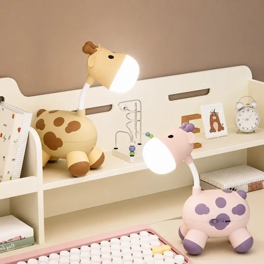 Cute Giraffe Night Light & Desk Lamp – Flexible Gooseneck Rechargeable LED Reading Lamp with Micro-USB Charging for Kids Room & Bedside Decor