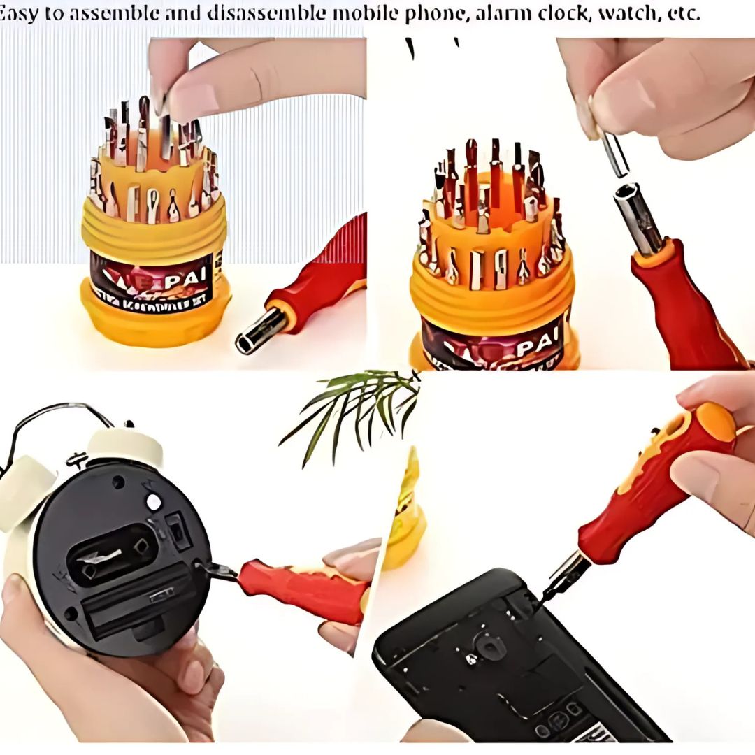 JACKLY JK-6036 31-in-1 Precision Screwdriver Set – Multi-Function Magnetic Tool Kit with 30 Interchangeable Stainless Steel Bits for Electronics & Gadget Repair