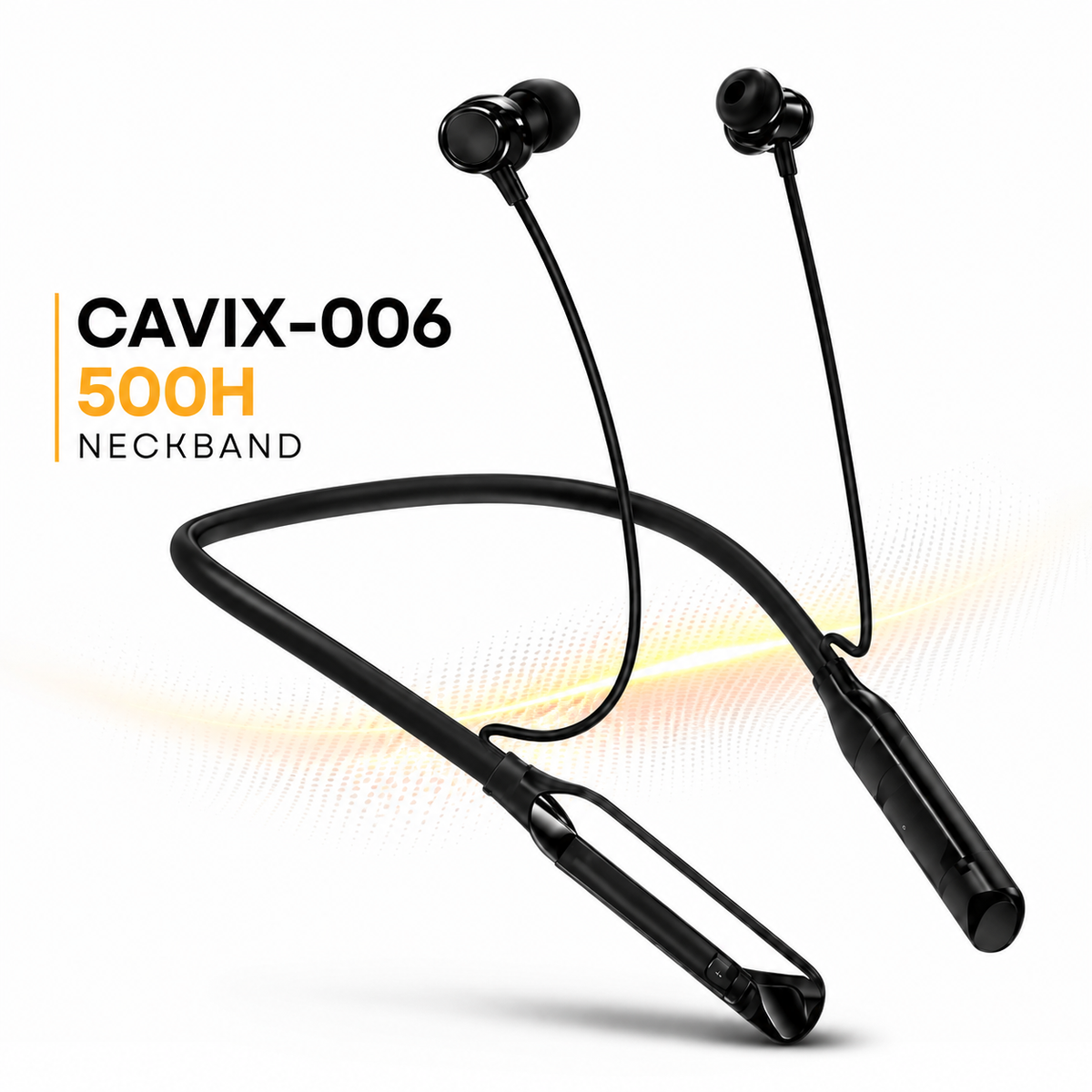 CAVIX-006 Wireless Neckband Earphone – Bluetooth Headset with 500H Music Time, Magic Voice Changer, Vibration Alert, Auto Pause/Play Magnetic Design & HD Sound