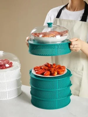 5-Layer Stackable Food Cover & Kitchen Shelf – Hollow Anti-Insect, Anti-Fly Dust-Proof Dining Table Food Storage Organizer (BPA-Free)