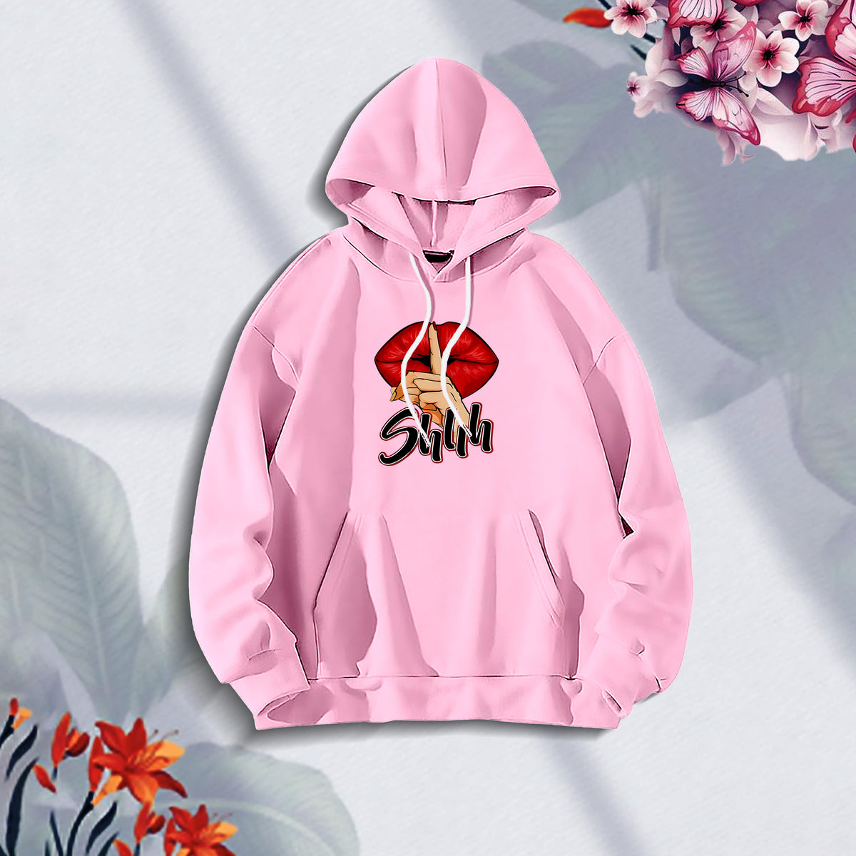 Premium Comfortable (Shihhh-Pink) Ladies winter hoodie