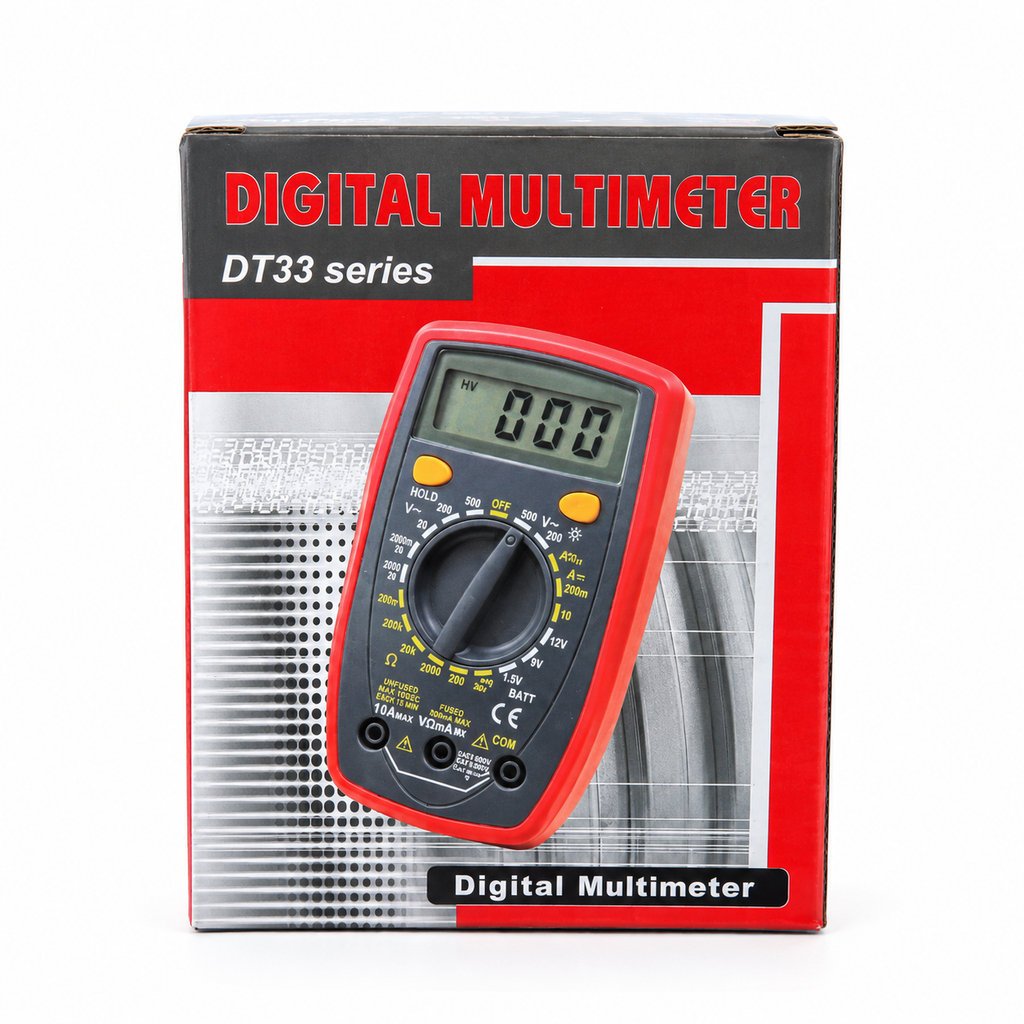 Digital Multimeter DT33 Series (DT33B, DT33C, DT33D) – Compact Pocket Multitester with Backlight, DC/AC Voltage, Current, Resistance, Diode, Battery & Temperature Test