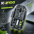 K-2100 Transparent Dual-Mode Rechargeable Wireless Mouse (2.4GHz & Bluetooth 5.2) – Crystal Clear Design, Silent Click, Type-C Charging, 3-Level Adjustable 800/1200/1600 DPI & Wide Compatibility