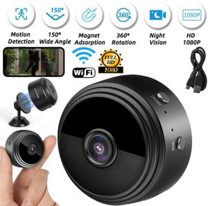 A9 Wi-Fi Night Vision Mini IP Camera – 1080P HD Wireless Security CCTV with 180° Wide-Angle Lens, Motion Detection, Loop Recording & Built-in Mic