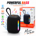 BS-55D Portable Wireless Bluetooth Speaker – Stereo Bass Sound, BT 5.3, RGB Lighting with 10 Modes, FM Radio, TF/AUX/USB & 1500mAh Battery for Indoor & Outdoor