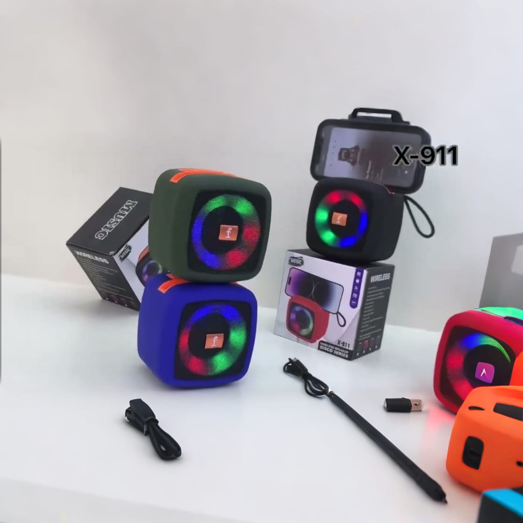 X-911 Portable Wireless Mini Bluetooth Speaker – 5W Sound with Vibration Diaphragm, Bluetooth 5.0, FM Radio, USB, TF Card & AUX Support (1200mAh Battery)