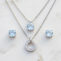 Necklace With Matching Radiant Crystal Stud Earrings.