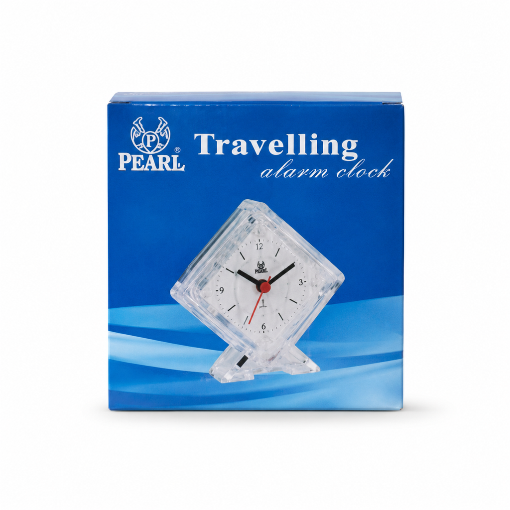 Foldable Travel Alarm Clock (BE Model) – Compact Portable Quartz Analog Clock with Night Light, Battery Included