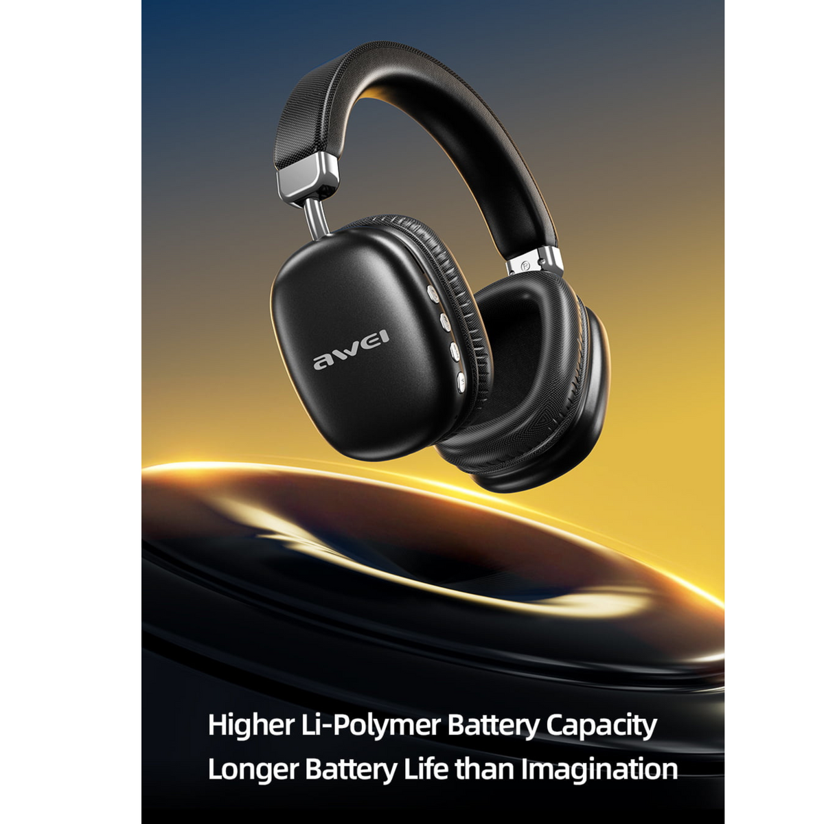 Awei AT7 Wireless Bluetooth 5.4 Headphone & Stereo Surround Speaker (2-in-1) – 70H Massive Playtime, 600mAh Battery, 40mm Drivers, Micro-SD Card Slot, Type-C & Built-In Mic