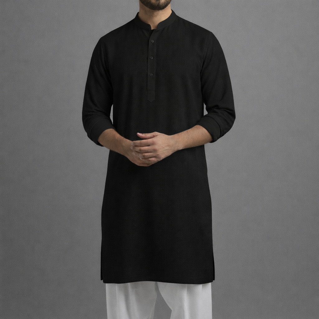 10 Pcs Black Solid Punjabi Combo