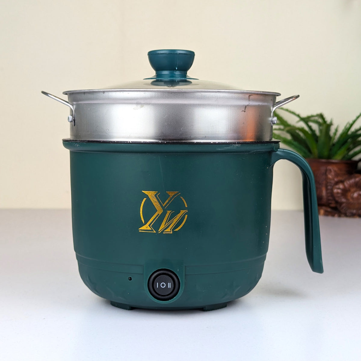 Electric Panci Mini Non-Stick Cooking Pot – 600W Multi-Functional Electric Cooker with Glass Lid & Steamer for Hostel, Bachelor & Small Kitchens