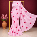 Exclusive Baby Pink Cotton Embroidered Saree